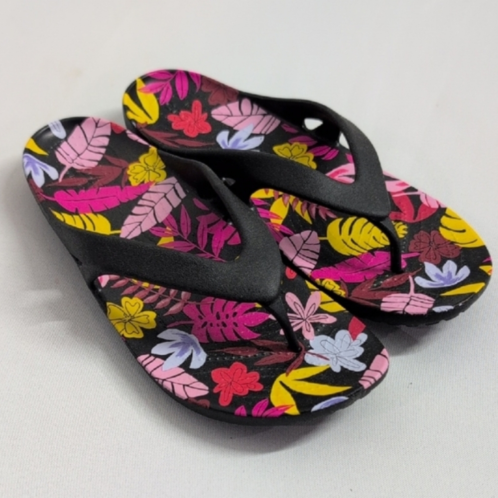 CROCS Black Sole Floral Sandals - Picture 9 of 9
